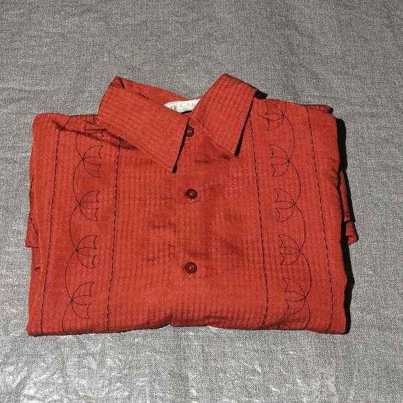 Monte Carlo medium m long sleeved Button up  button down shirt burnt red colour - Picture 1 of 10